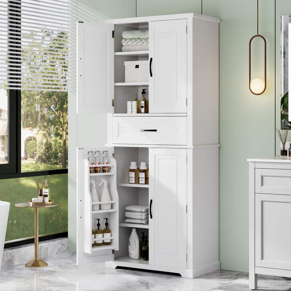Unbranded 30 in. W 15.7 in. D 72 in. H Linen Cabinet with Drawer and Adjustable Shelf Bathroom Storage Cabinet (2)