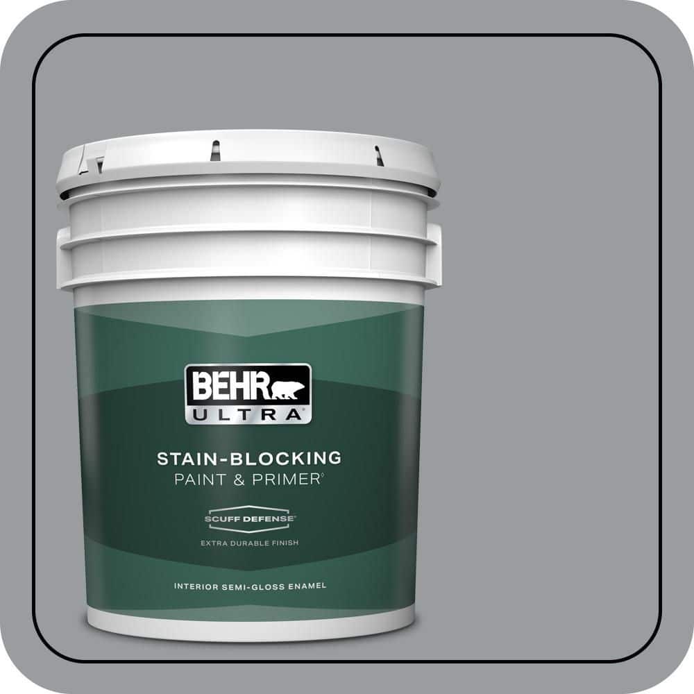 BEHR ULTRA 5 gal. #N500-4 Pencil Sketch Extra Durable Semi-Gloss Enamel Interior Paint & Primer
