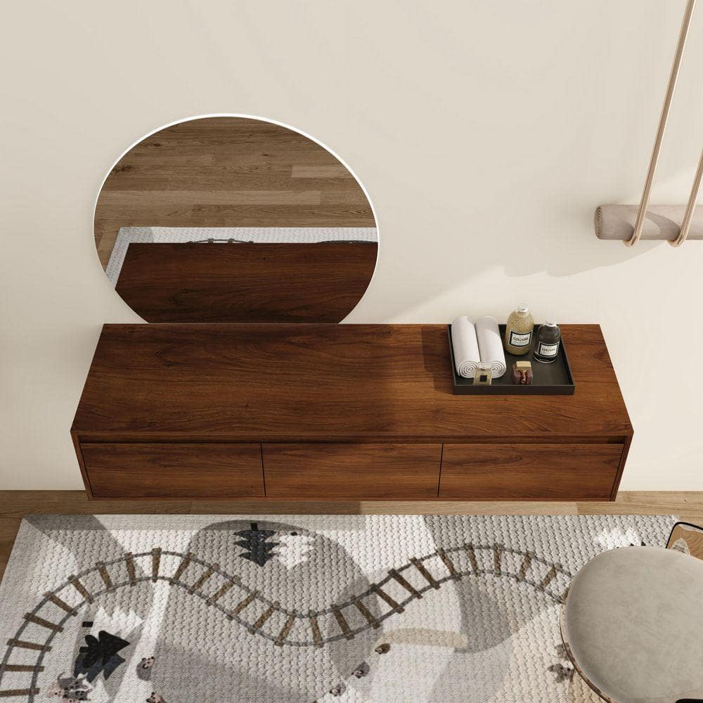 ARTCHIRLY 58.69 in. W x 17.94 in. D x 11 in. H Bathroom Storage Wall Cabinet in Brown Ebony (3)