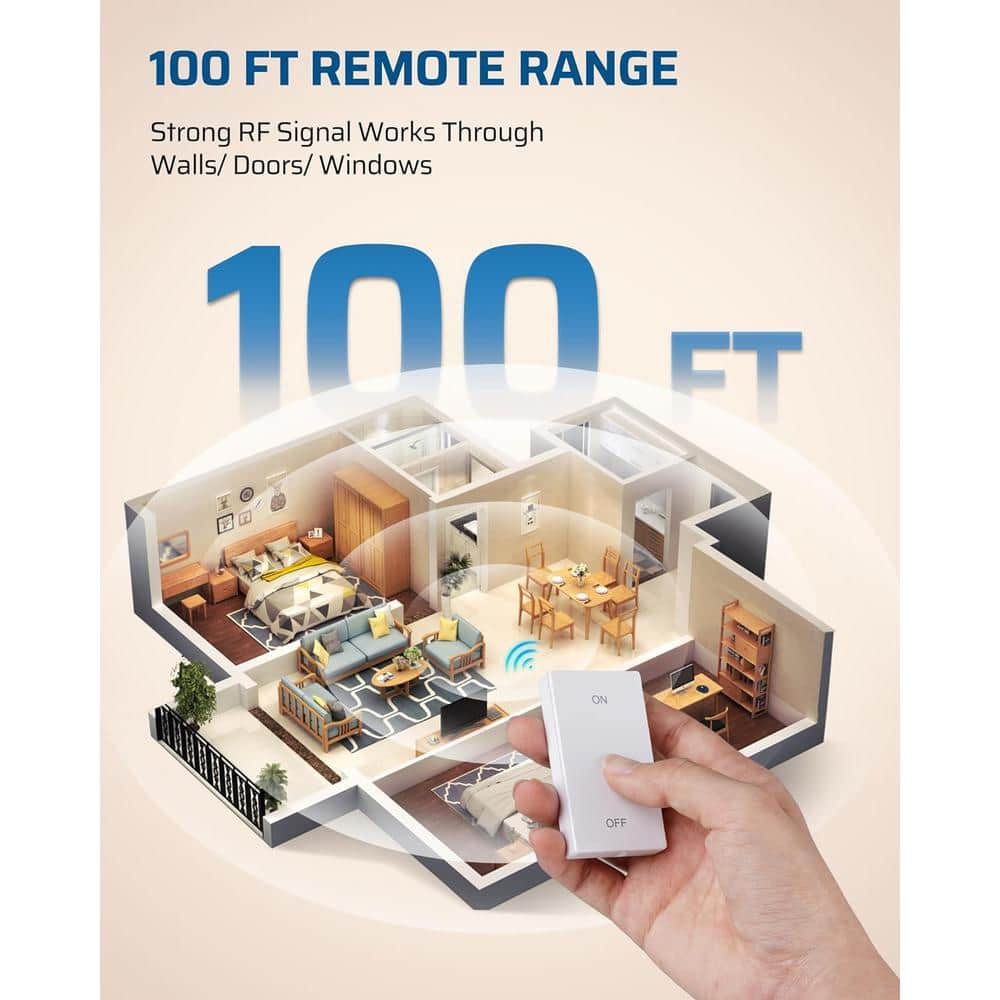 DEWENWILS 120-Volt Remote Control Light Bulb Switch Socket, (2 Wall Mounted Controller Plus 1 Bulb Base) (4)