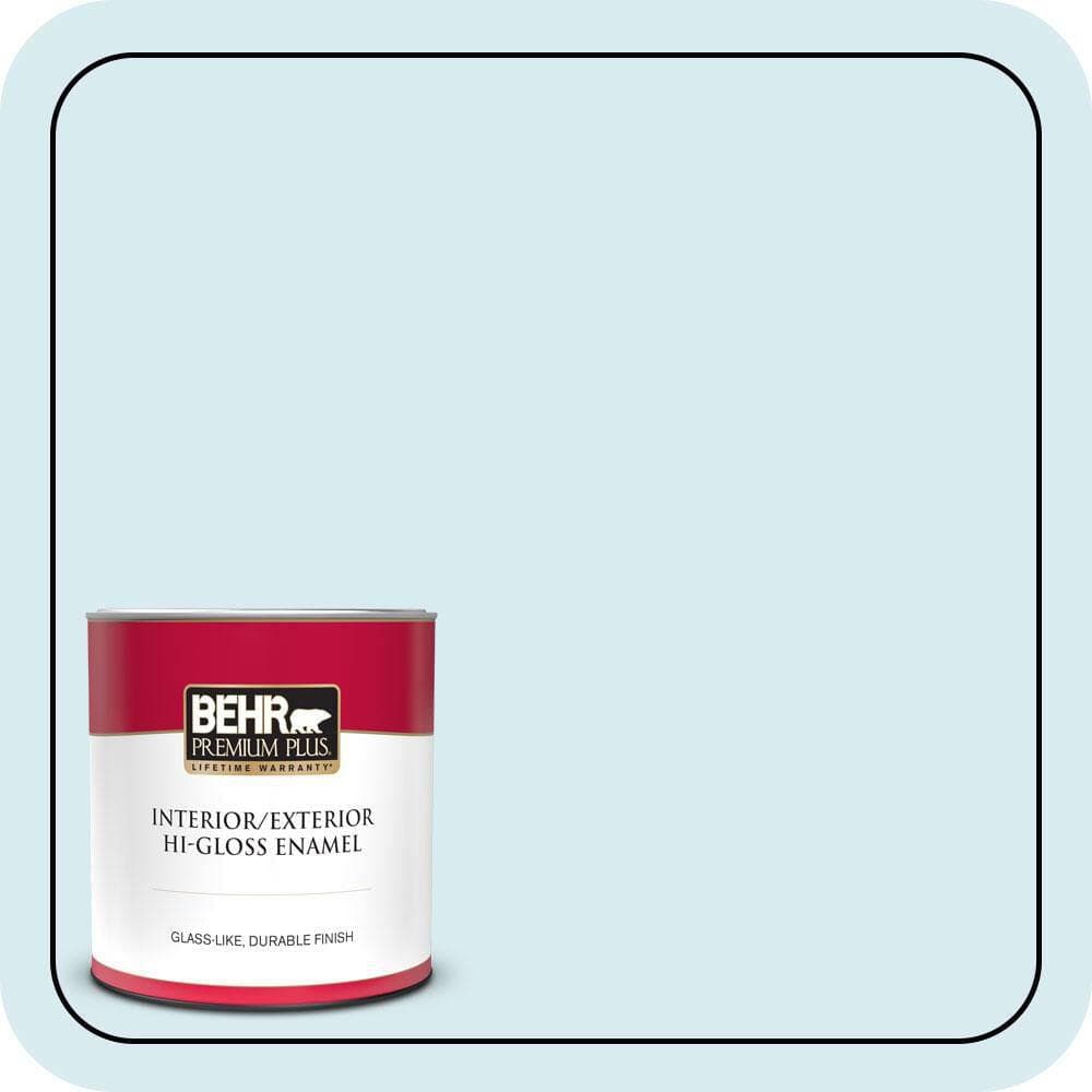BEHR PREMIUM PLUS 1 qt. #540A-1 Frost Wind Hi-Gloss Enamel Interior/Exterior Paint & Primer