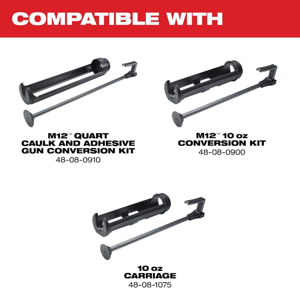 Milwaukee M12 12V Lithium-Ion Cordless 10 oz. Adhesive and Caulk Gun (Tool-Only) (3)
