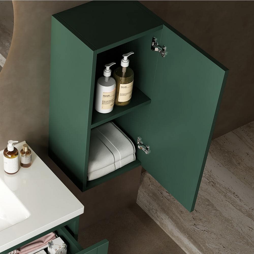 Staykiwi 13.78 in. W x 11.81 in. D x 29.53 in. H MDF Wall Mounted Green Linen Cabinet (3)