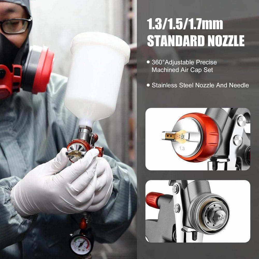 S SICOPRO Air Paint Sprayer Handheld Striper Gun with 1.3/1.5/1. 7 mm Nozzles for Cars and House Painting (3)