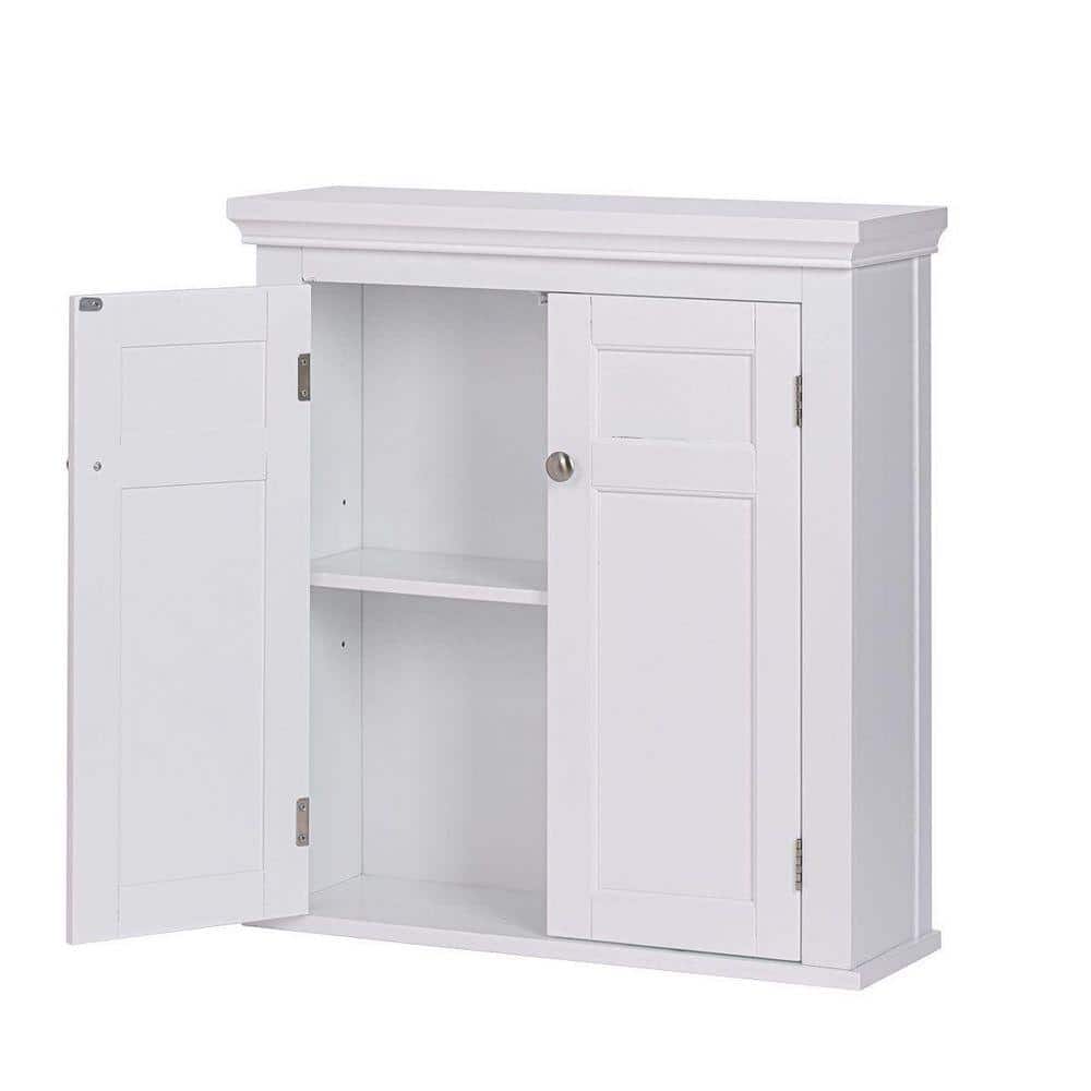 Dracelo 23.62 in. W x 7.87 in. D x 25.2 in. H Bathroom Storage Wall Cabinet in White (1)