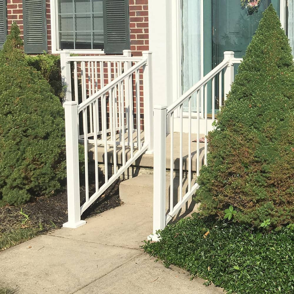 Weatherables Stanford 42 in. H x 72 in. W Textured White Aluminum Stair Railing Kit (2)