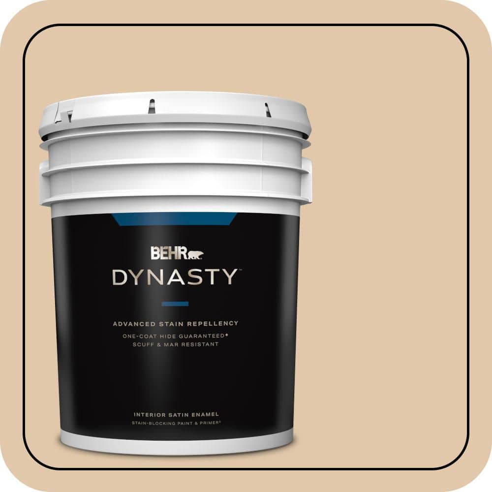 BEHR DYNASTY 5 gal. #MQ2-08 Irish Cream One-Coat Hide Satin Enamel Interior Stain-Blocking Paint & Primer