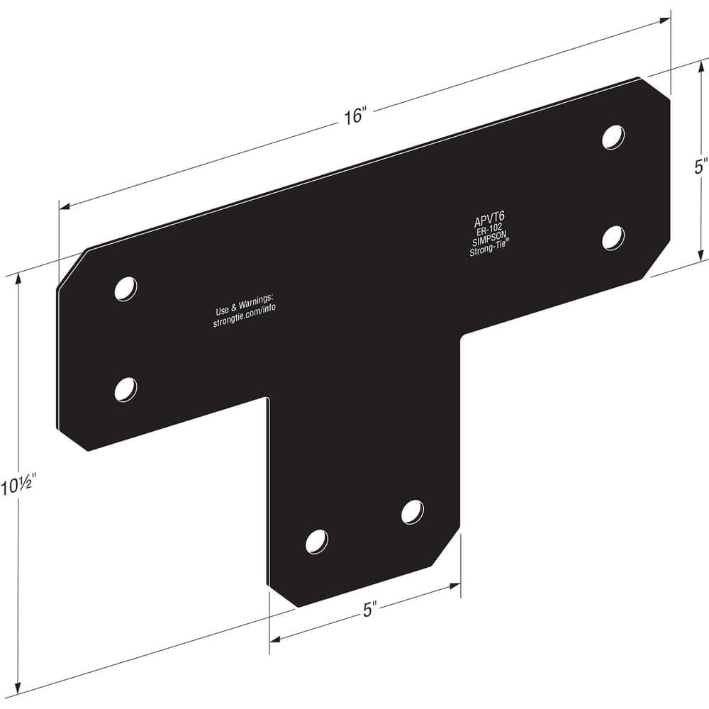 Simpson Strong-Tie Outdoor Accents Avant Collection ZMAX, Black Powder-Coated T Strap for 6x6 Lumber (3)