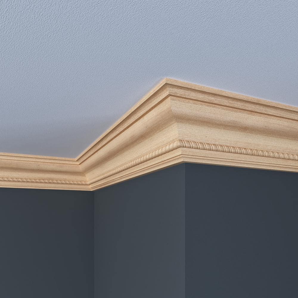 Ornamental Mouldings 1631A-8FTWHW 0.5 in. D x 3.75 in. W x 96 in. L Unfinished White Hardwood Rope Crown Moulding (3)