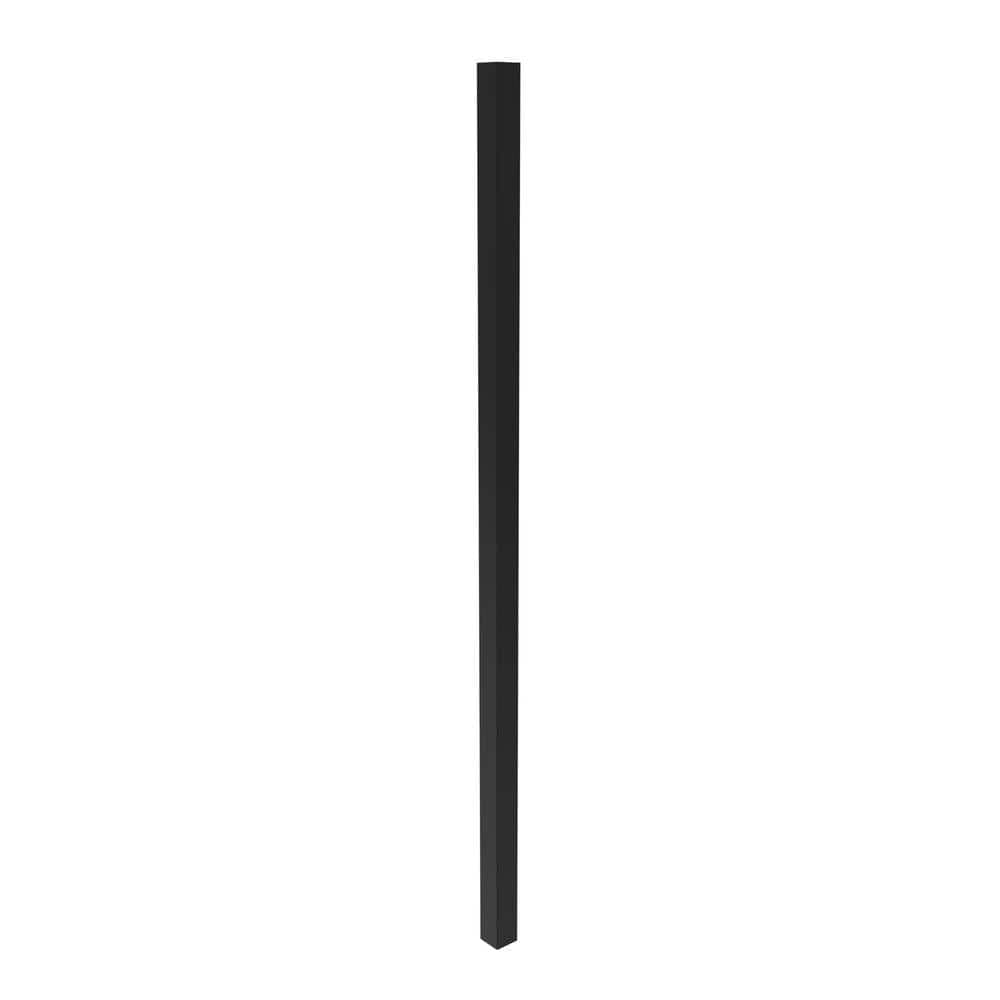 FORTRESS A2 2.5-in x 2.5-in x 6.5-ft Gloss Black Aluminum Flat Top and Bottom Design End Post for Pool Application (1)