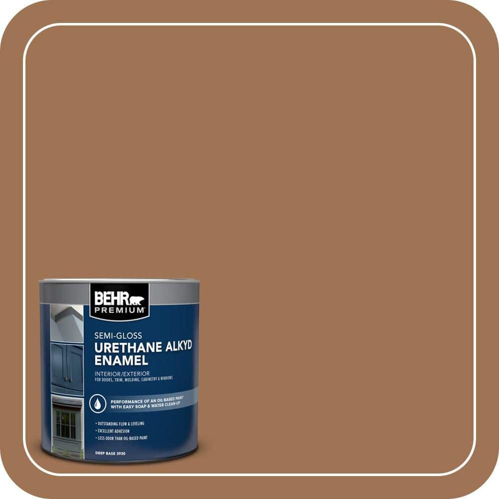 BEHR PREMIUM 1 qt. #S240-6 Ranch Brown Semi-Gloss Enamel Urethane Alkyd Interior/Exterior Paint (1)