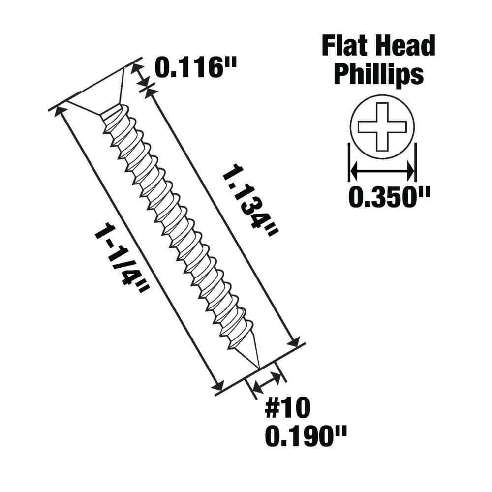 Everbilt #10 x 1-1/4 in. Phillips Flat Head Zinc Plated Sheet Metal Screw (50-Pack) (4)