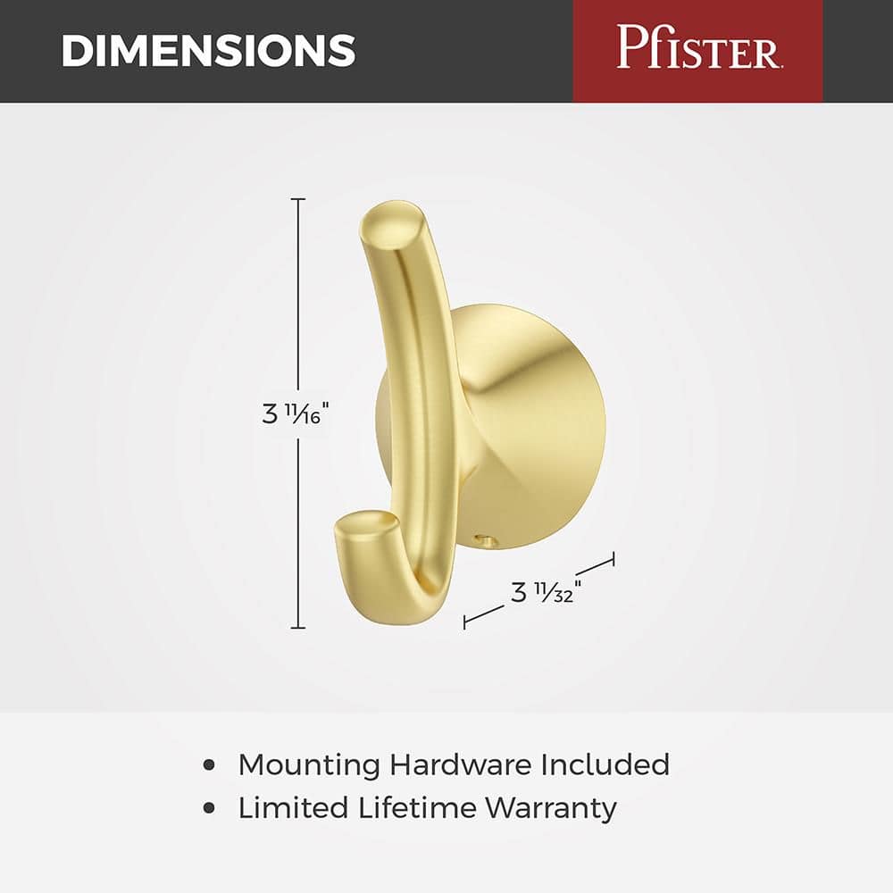 Pfister Willa J-Hook Robe/Towel Hook in Brushed Gold (3)