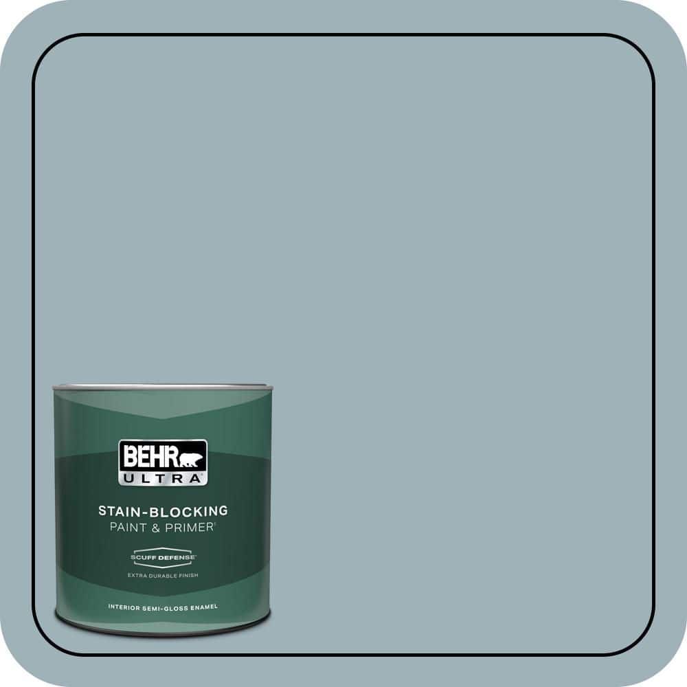 BEHR ULTRA 1 qt. #540E-3 Blue Fox Extra Durable Semi-Gloss Enamel Interior Paint & Primer