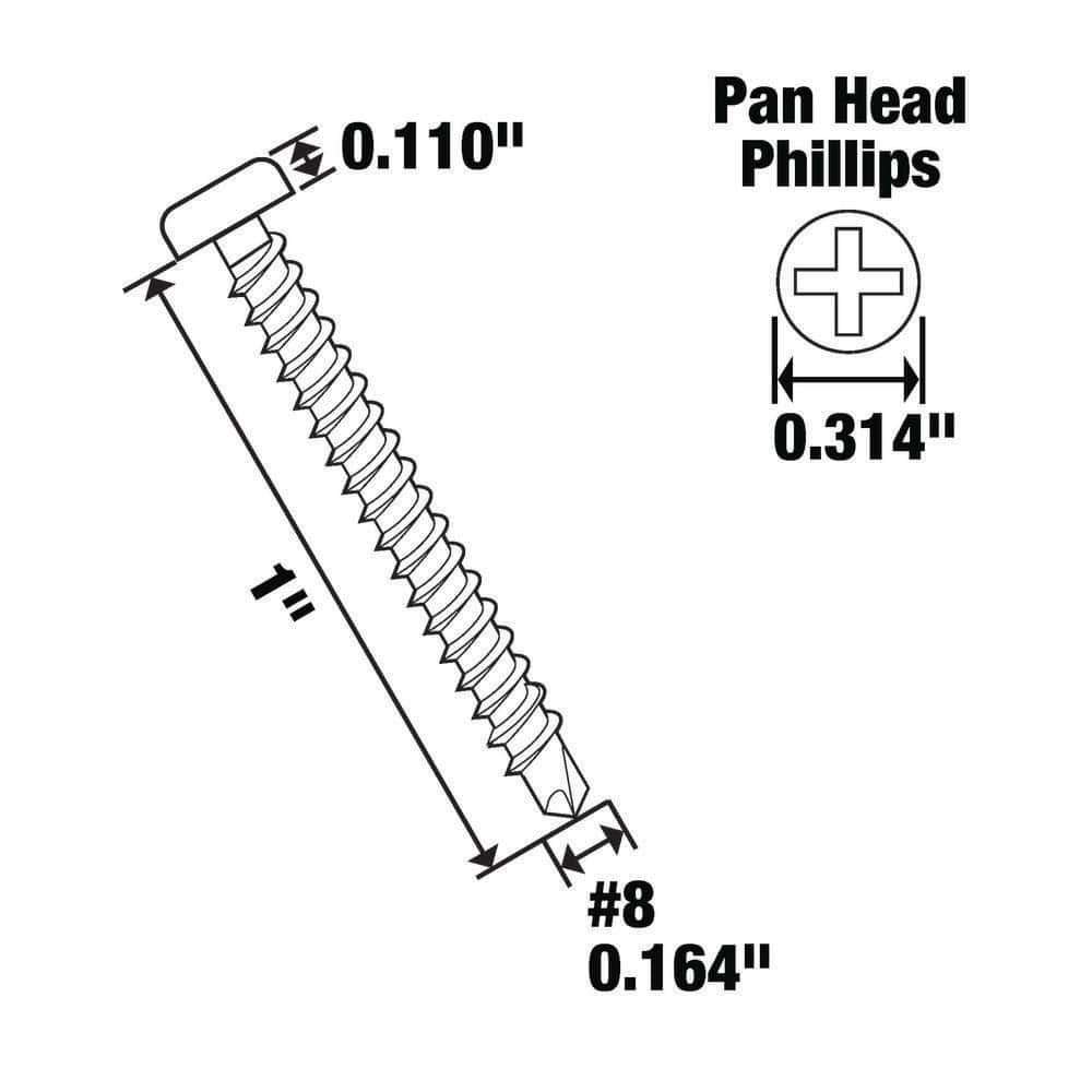 Everbilt #8 x 1 in. Phillips Pan Head Zinc Plated Sheet Metal Screw (100-Pack) (3)