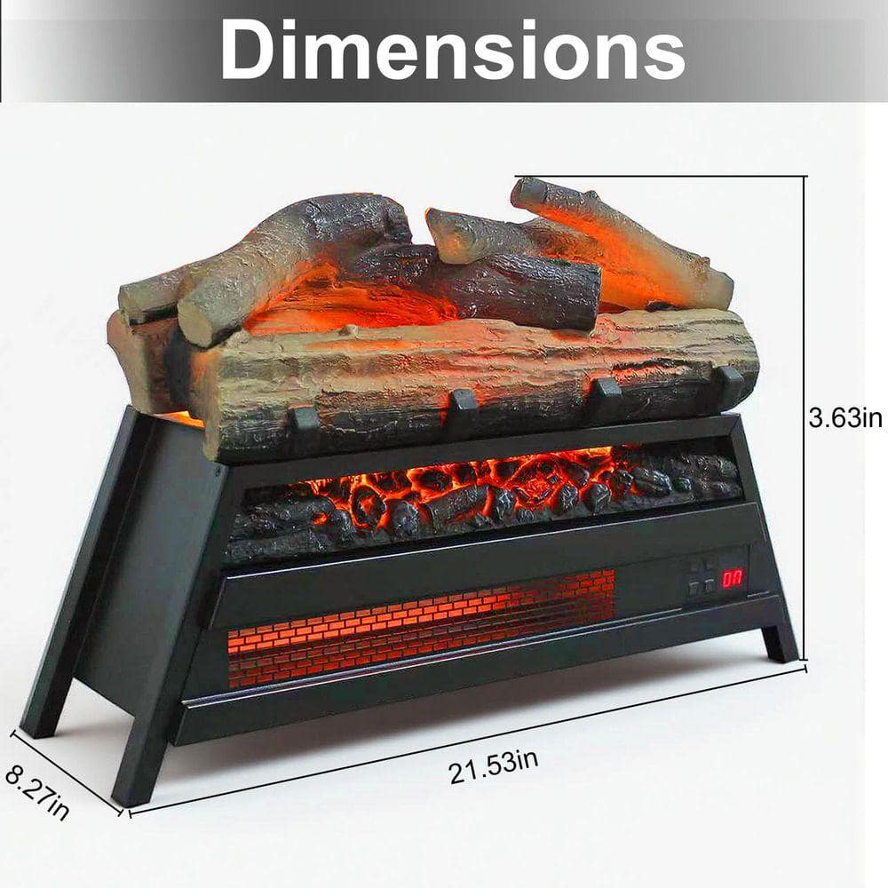 SUNRINX 23 in. Freestanding Tempered Glass and Sheet Metal 3D Infrared Electric Fireplace in Antique Black (3)