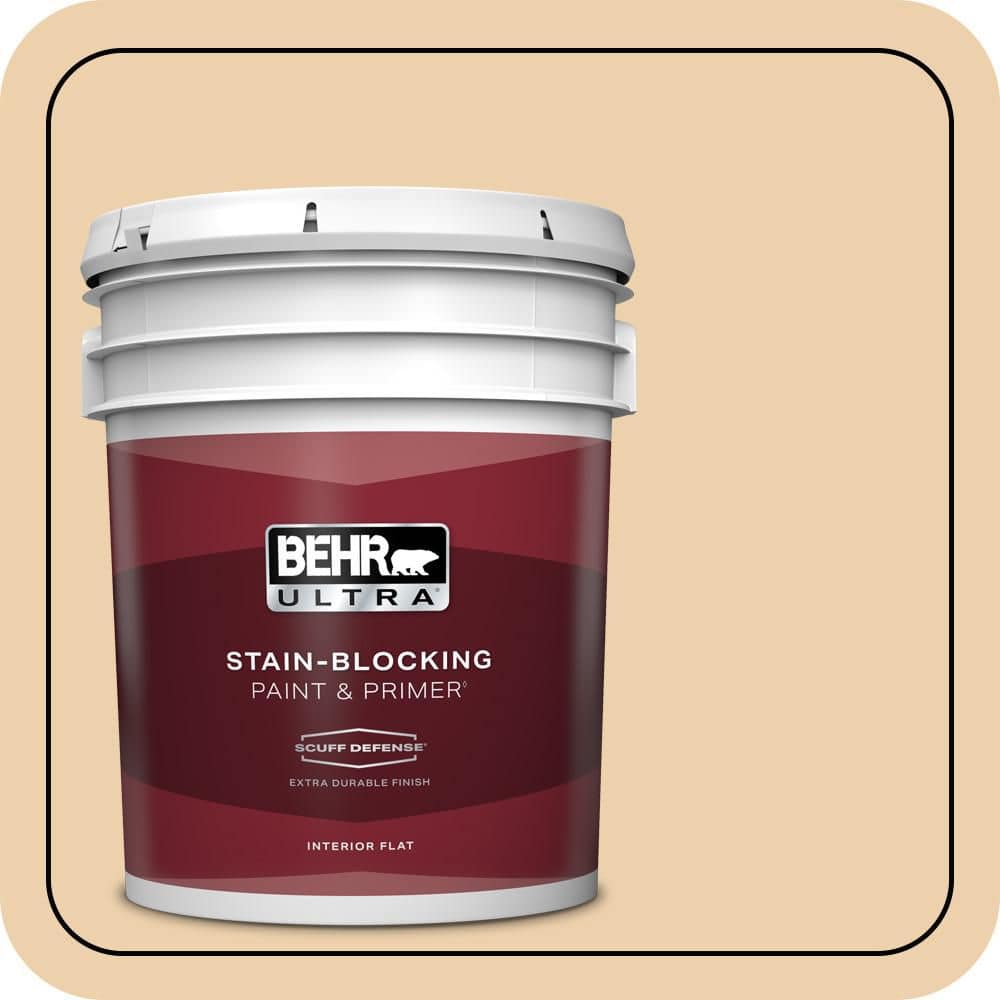 BEHR ULTRA 5 gal. #MQ3-43 Ceramic Beige Extra Durable Flat Interior Paint & Primer