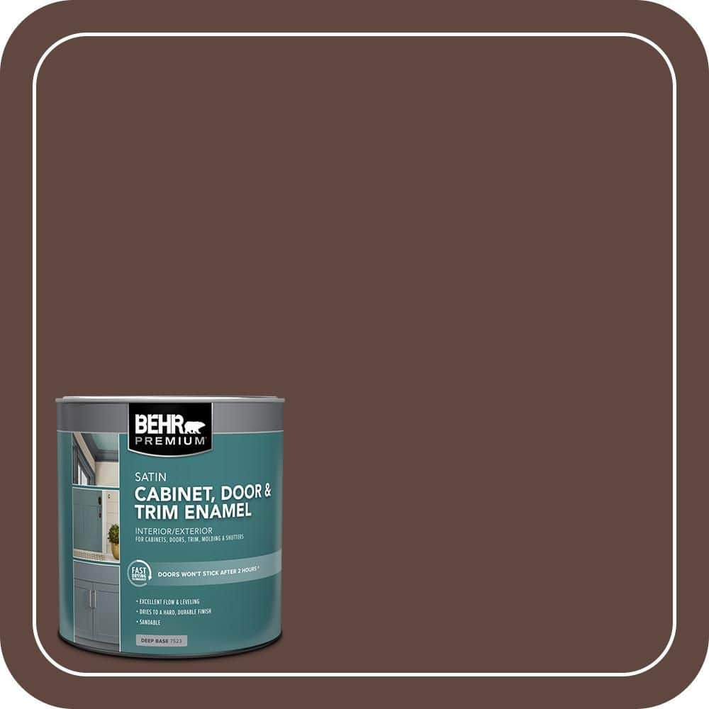 BEHR PREMIUM 1 qt. #180F-7 Warm Brownie Satin Enamel Interior/Exterior Cabinet, Door & Trim Paint