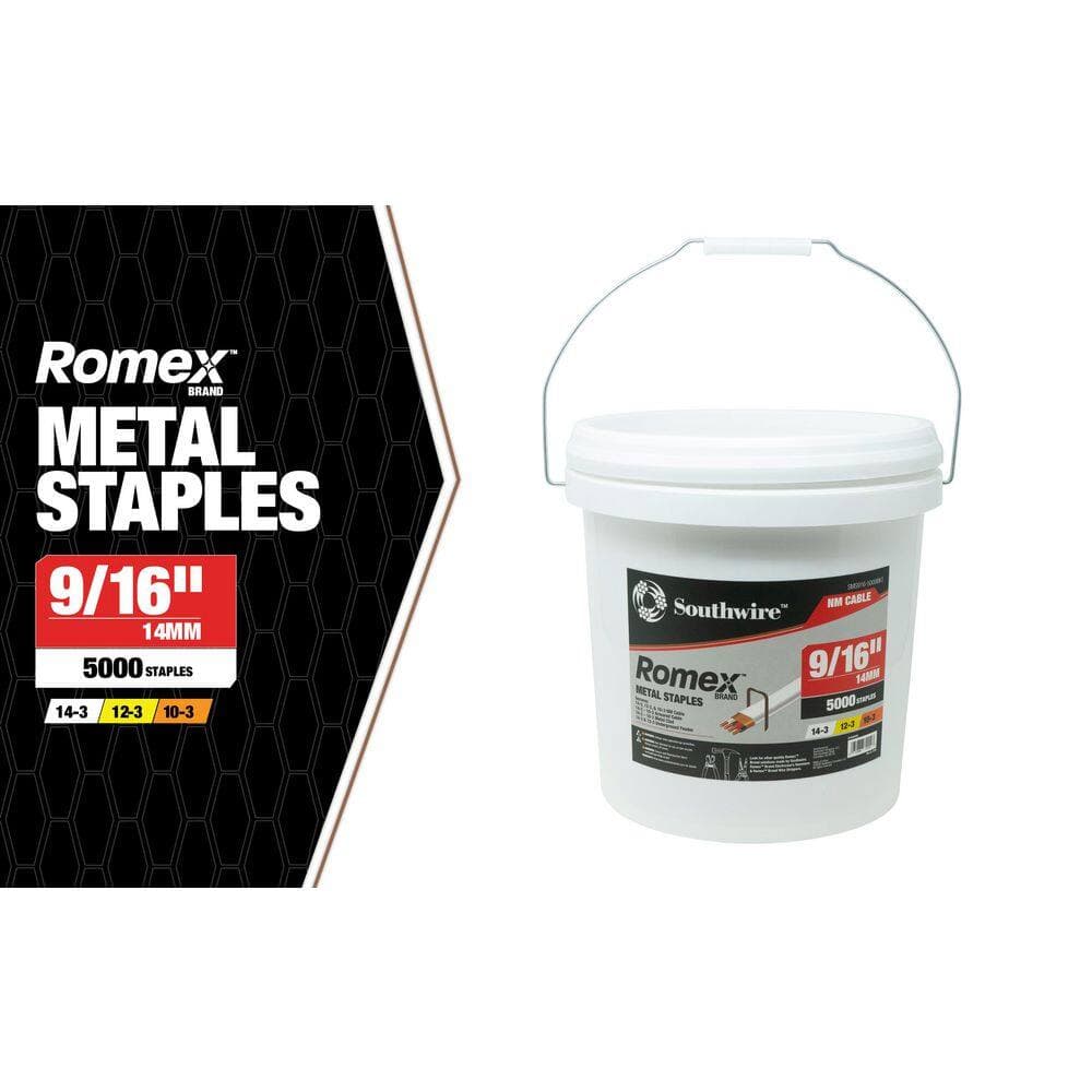 Southwire 9/16 in. Metal Staples for Romex NM Cable (5,000‑Pack) (2)