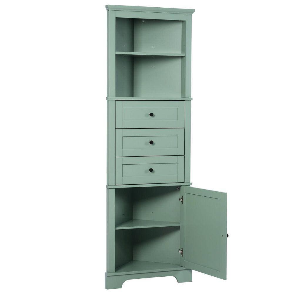 ZXDDMS 23 in. W 13 in. D 69 in. H Linen Cabinet Tall Bathroom Storage Linen Cabinet with Adjustable Shelf and Drawers (3)