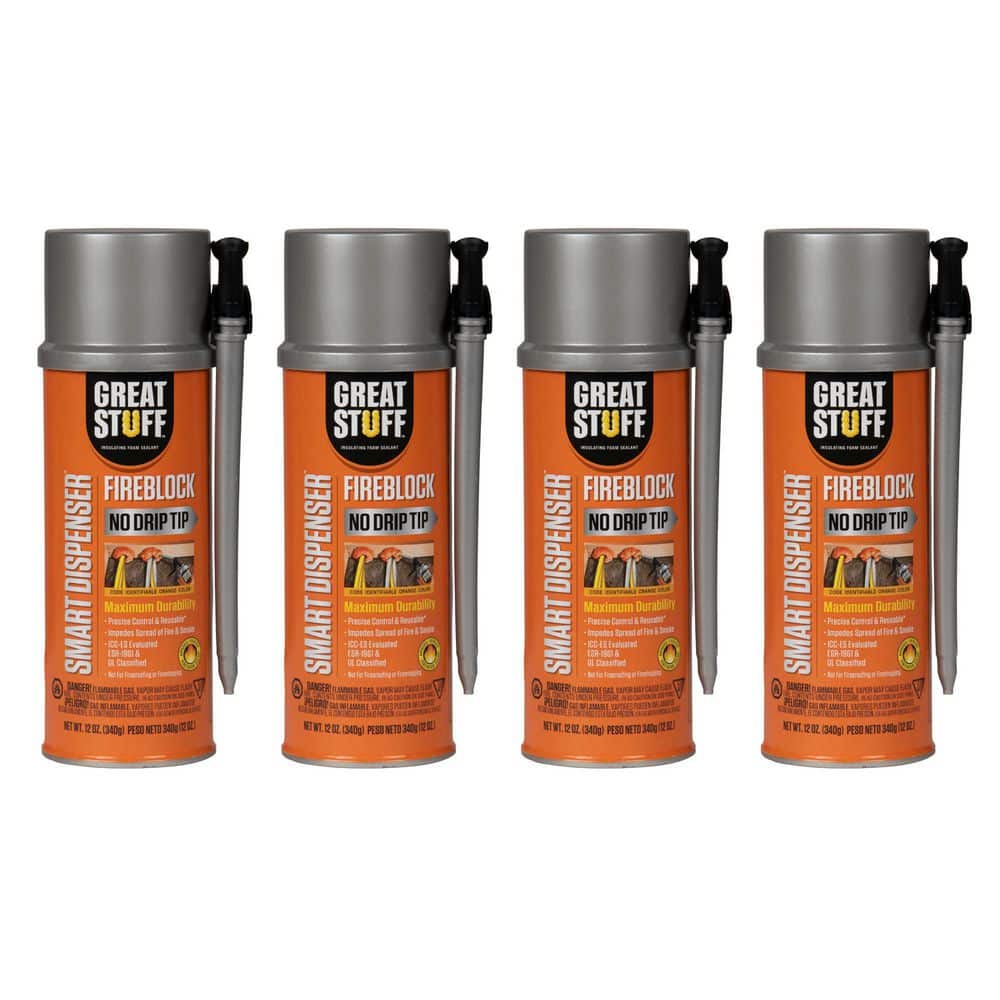 GREAT STUFF Smart Dispenser 12 oz. Fireblock Insulating Spray Foam Sealant (4 Pack)