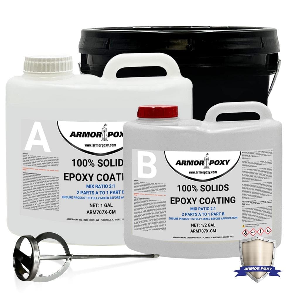 ARMORPOXY 1.5 Gal.s Clear Gloss 2 Part Epoxy Metal Mixer Interior Concrete Basement & Garage Roller Floor Coating Floor Paint