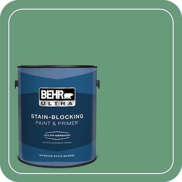 BEHR ULTRA 1 gal. #470D-5 Herbal Extra Durable Satin Enamel Interior Paint & Primer (2)