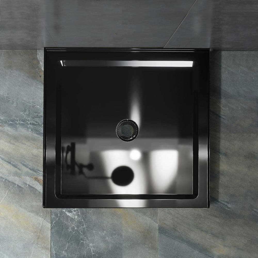Maincraft 36 in. L x 36 in. W Alcove Shower Pan Base with Center Drain in Black