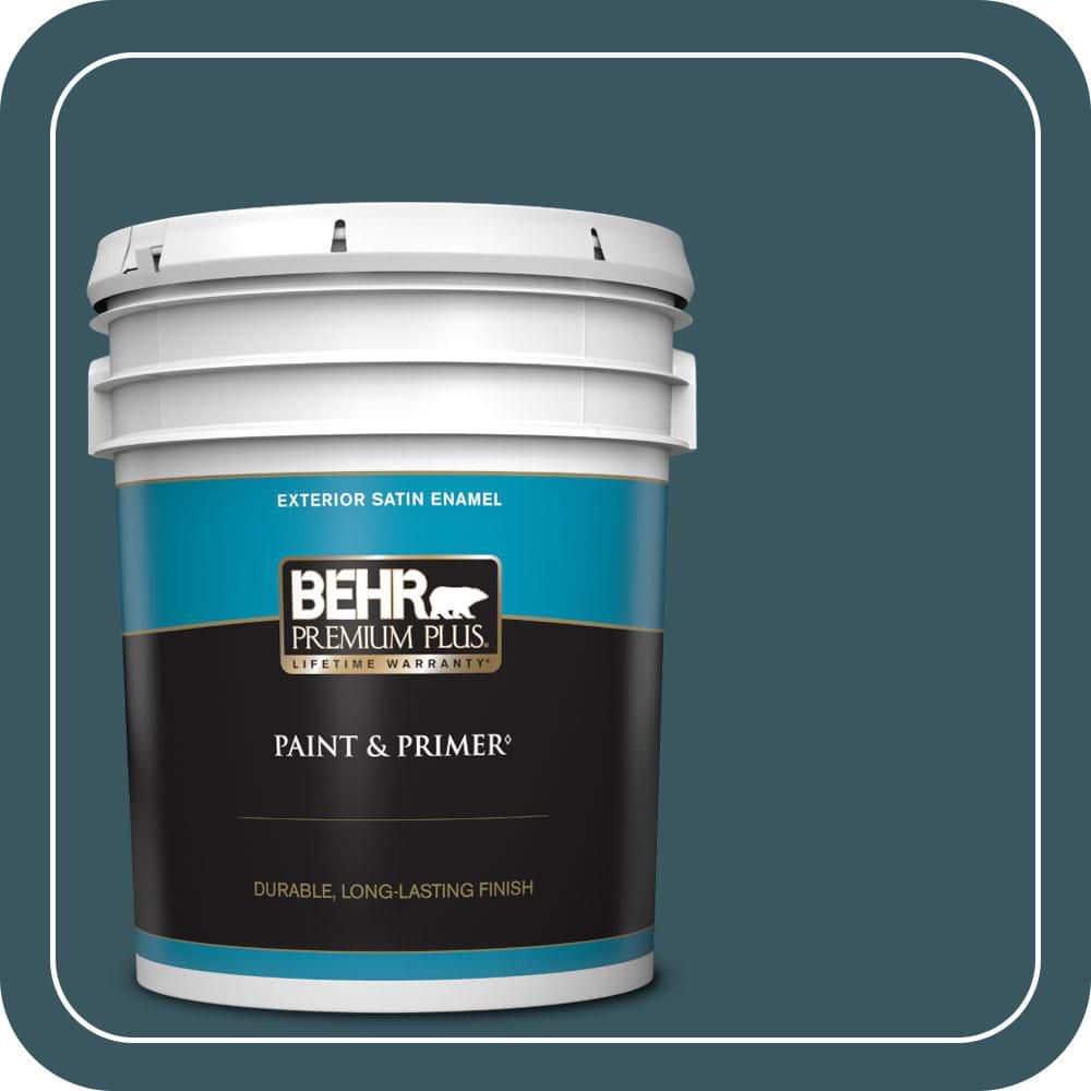 BEHR PREMIUM PLUS 5 gal. #520F-7 Kingfisher Satin Enamel Exterior Paint & Primer