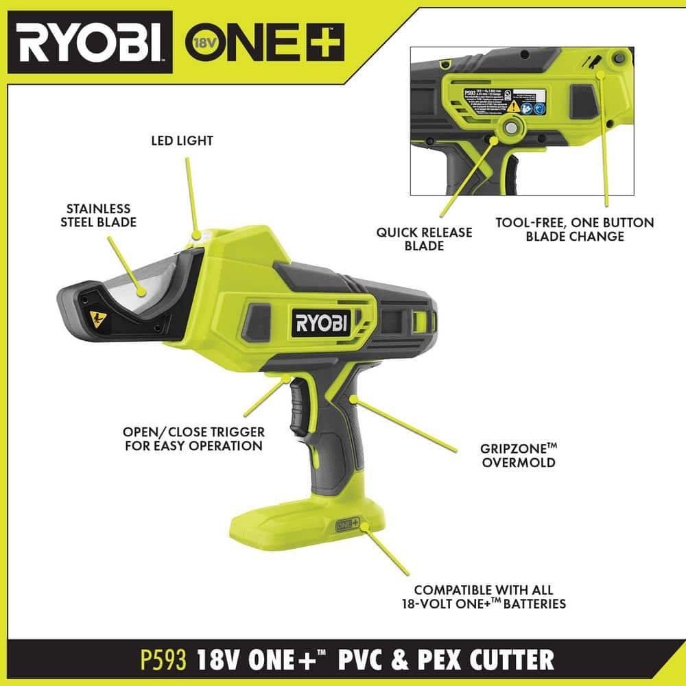 RYOBI ONE+ 18V Lithium-Ion Cordless PVC and PEX Cutter (Tool Only) (2)