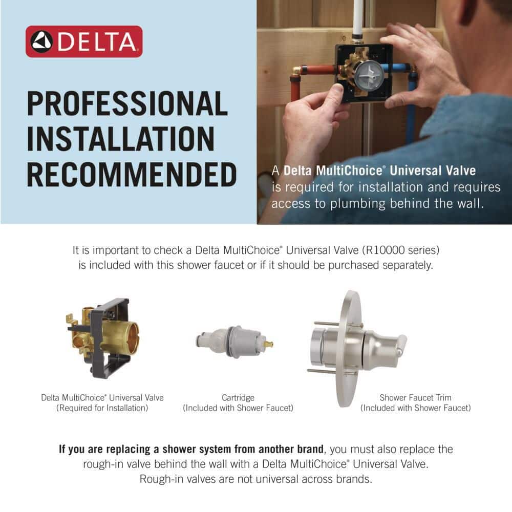 Delta Modern Transitional 1-Handle Wall Mount Shower Only Trim Kit (Valve Not Included) (4)