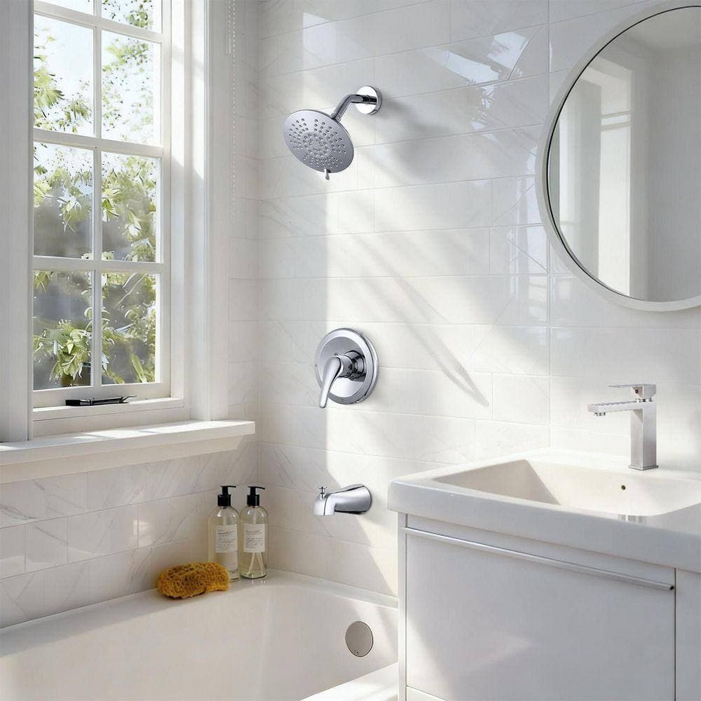 ARCORA Single Handle 5-Spray Tub and Shower Faucet 1.8 GPM in. Spot Defense Chrome Valve Included (2)