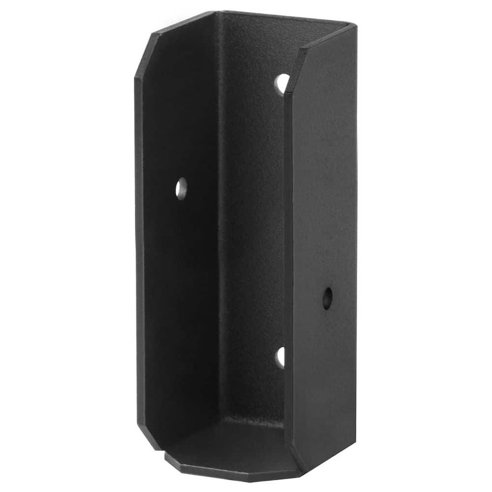 Afoxsos 2 x 6 Black Deck Fence Rail Bracket for Wood U Shape Concealed Joist Hanger 11 Gauge Carbon Steel 6 Pack (3)