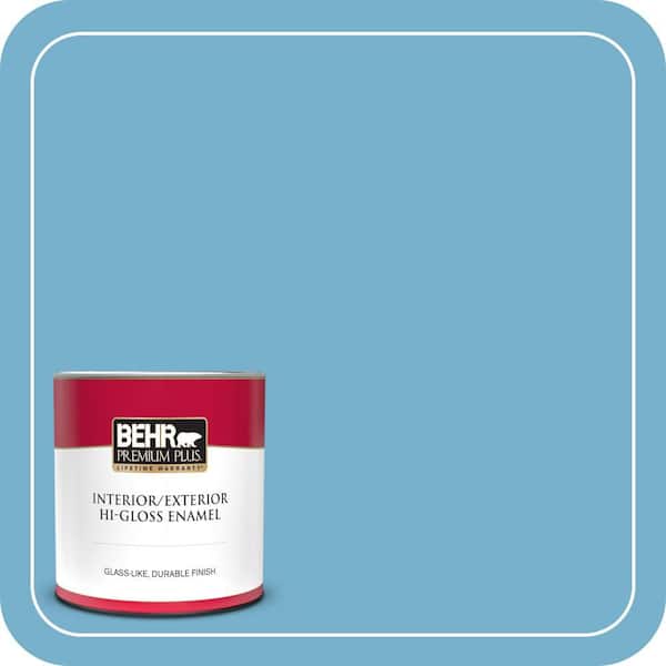 BEHR PREMIUM PLUS 1 qt. #550D-5 Ocean Cruise Hi-Gloss Enamel Interior/Exterior Paint & Primer (2)