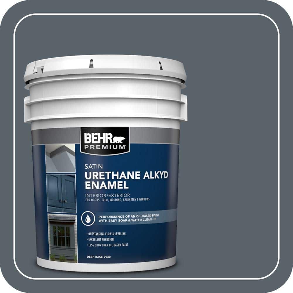 BEHR PREMIUM 5 gal. #N490-6 Calligraphy Urethane Alkyd Satin Enamel Interior/Exterior Paint