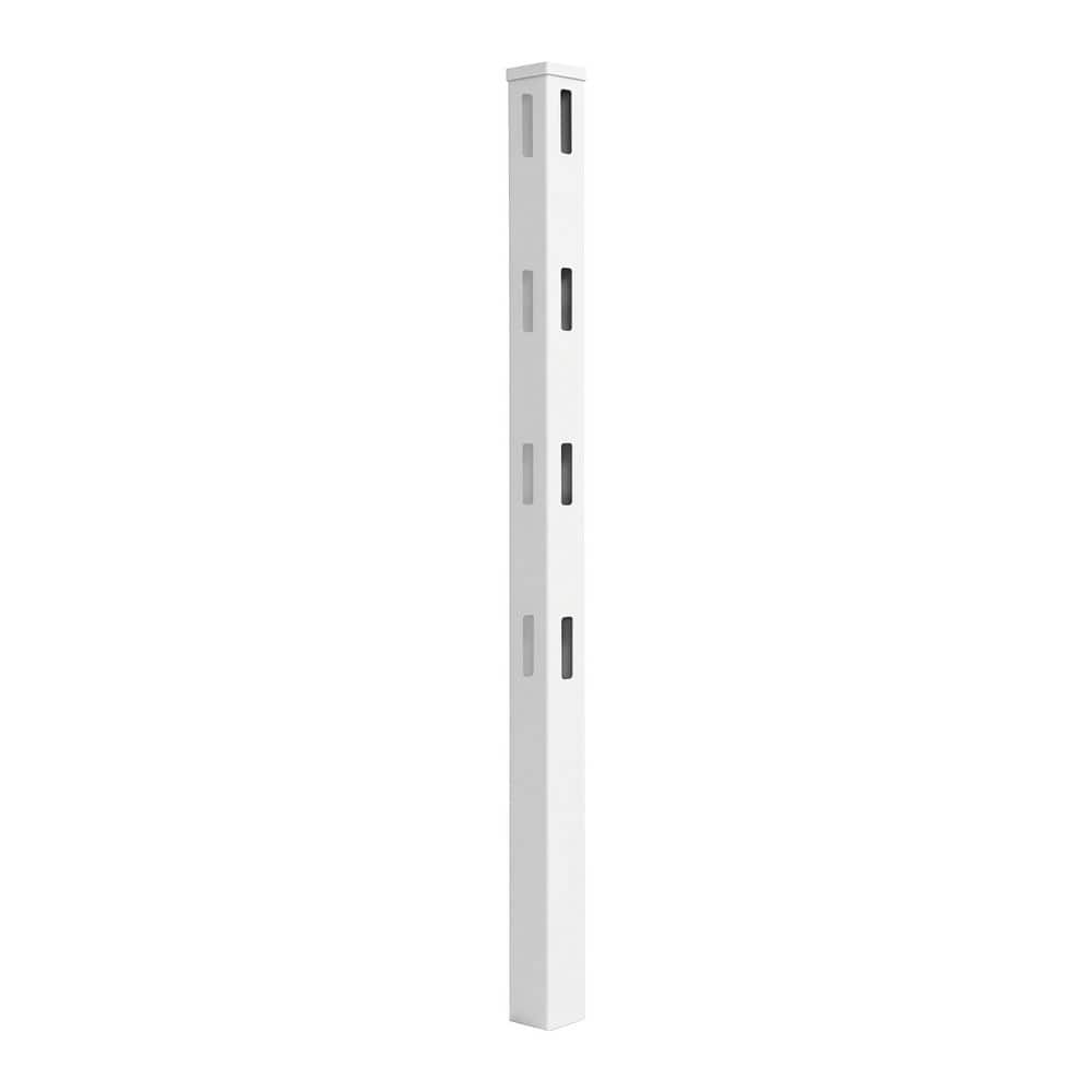 Fencer Wire 5 in. x 5 in. x 7 ft. White Vinyl Line Fence Post with Cap (Single)