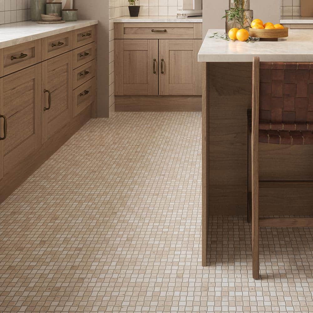 Jeffrey Court Arestone Basketweave Cream 10.75 in. x 10.75 in. Brushed Travertine Wall and Floor Mosaic Tile (0.802 sq. ft./Each) (3)