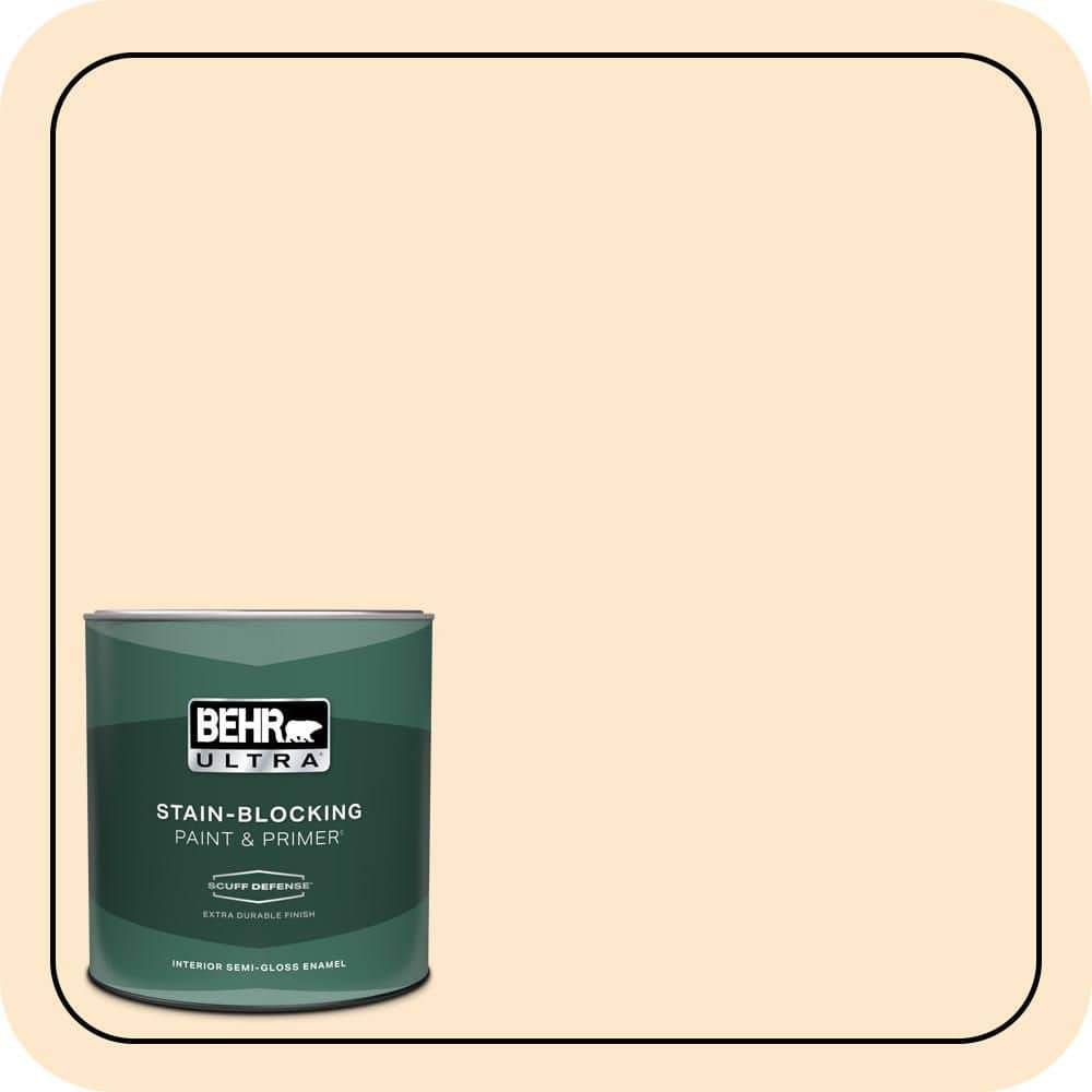 BEHR ULTRA 1 qt. #YL-W02 Spanish Lace Extra Durable Semi-Gloss Enamel Interior Paint & Primer