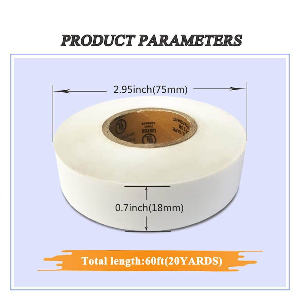 Yichuhaoxi 0.7 in. x 60 ft. Electrical Tape White 4-Pack Waterproof Flame Retardant High Temperature Resistance (3)