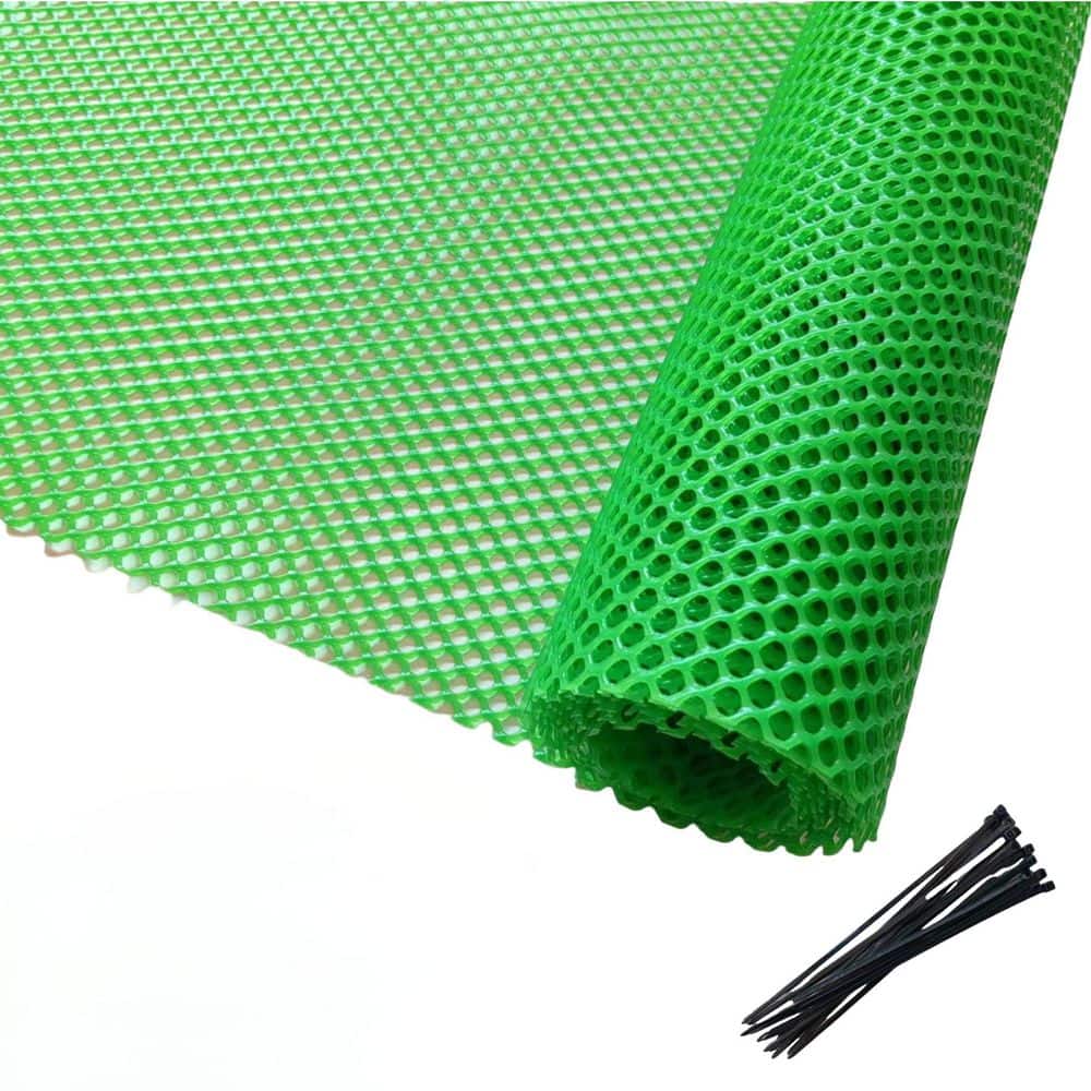 NVNOO 15.7 in. x 20 ft. Plastic Wire Mesh Fence with Free Zip Ties for Pets Poultry Garden Plant Protector, Green (1)