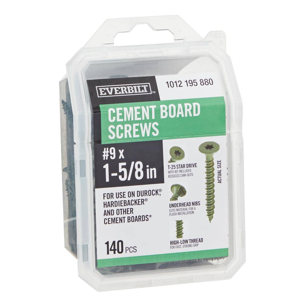 Everbilt #9 x 1-5/8 in. Star Drive Flat Head Cement Board Screws (137-Pack)