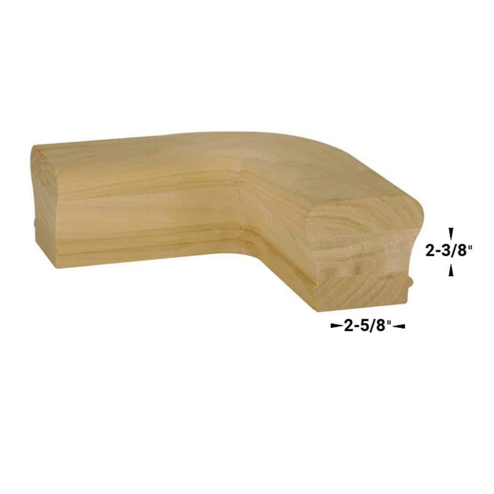 EVERMARK Stair Parts 7211 Unfinished Poplar 90° Level Quarter Turn Handrail Fitting (2)