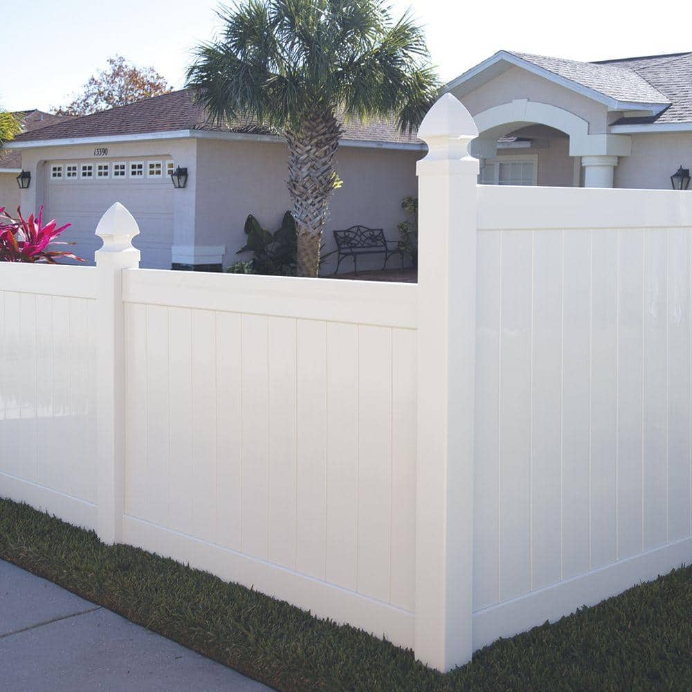Barrette Outdoor Living Washington 5 ft. H x 6 ft. W White Vinyl Fence Panel (Unassembled) (2)