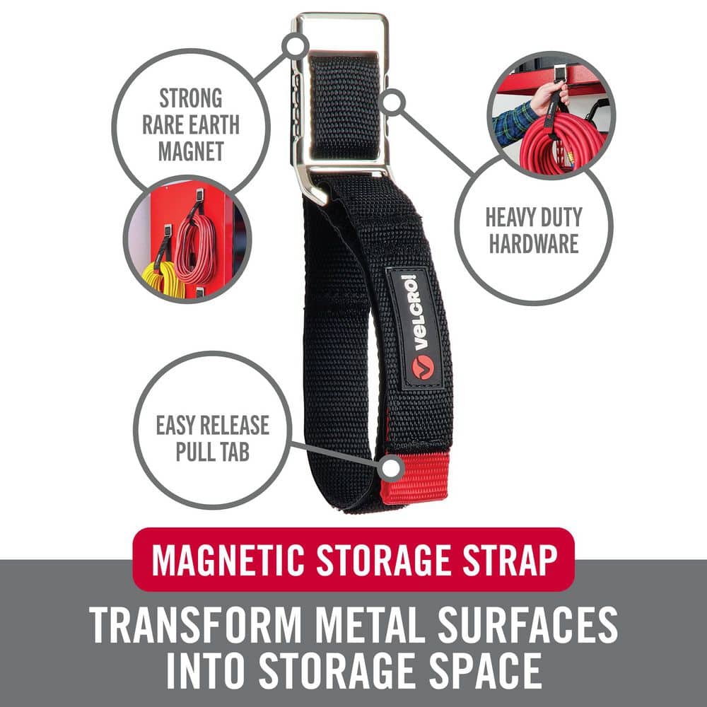 Unbranded 1-Pack 16 in. x 1 in. Easy Hang Magnet Strap, Black, Holds Up to 10 lbs. (3)