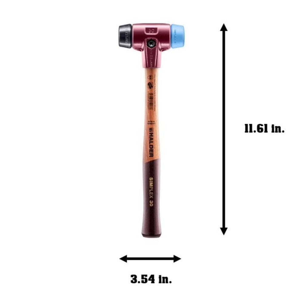 Halder Simplex 30 12 oz. Mallet with Soft Blue Rubber (Non-mMrring) and Black Rubber Inserts (3)