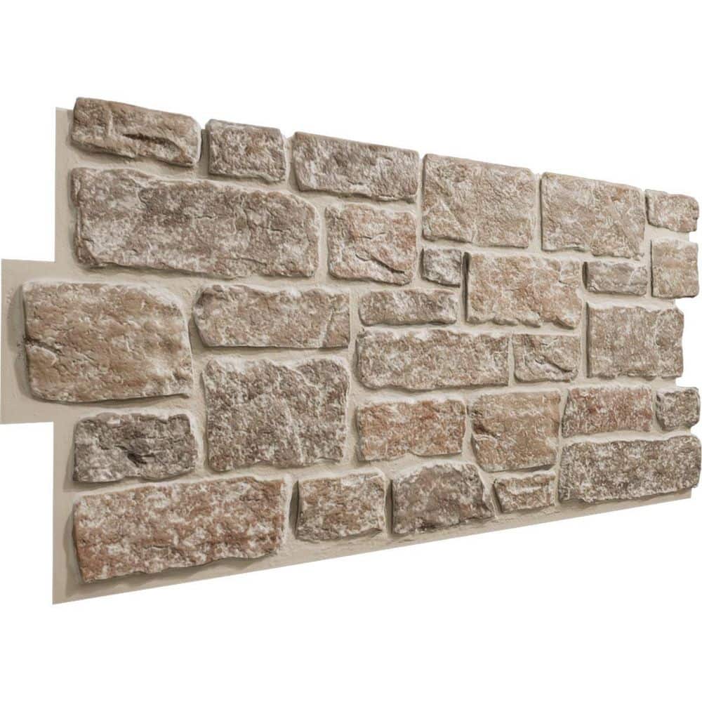Ekena Millwork EverStone Cobblestone Faux Stone Panel, 48"W x 23 3/4"H x 1 1/8"D, Flintstone Color (3)