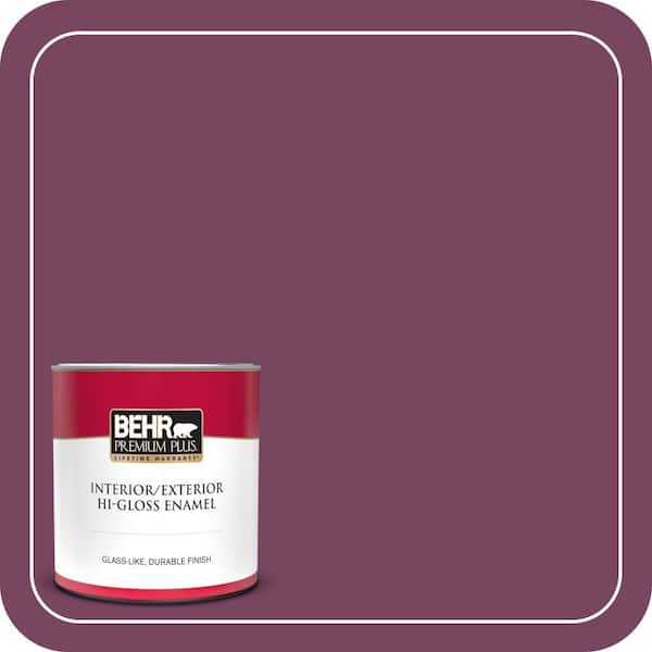 BEHR PREMIUM PLUS 1 qt. #690B-7 Plum Jam Hi-Gloss Enamel Interior/Exterior Paint & Primer (2)
