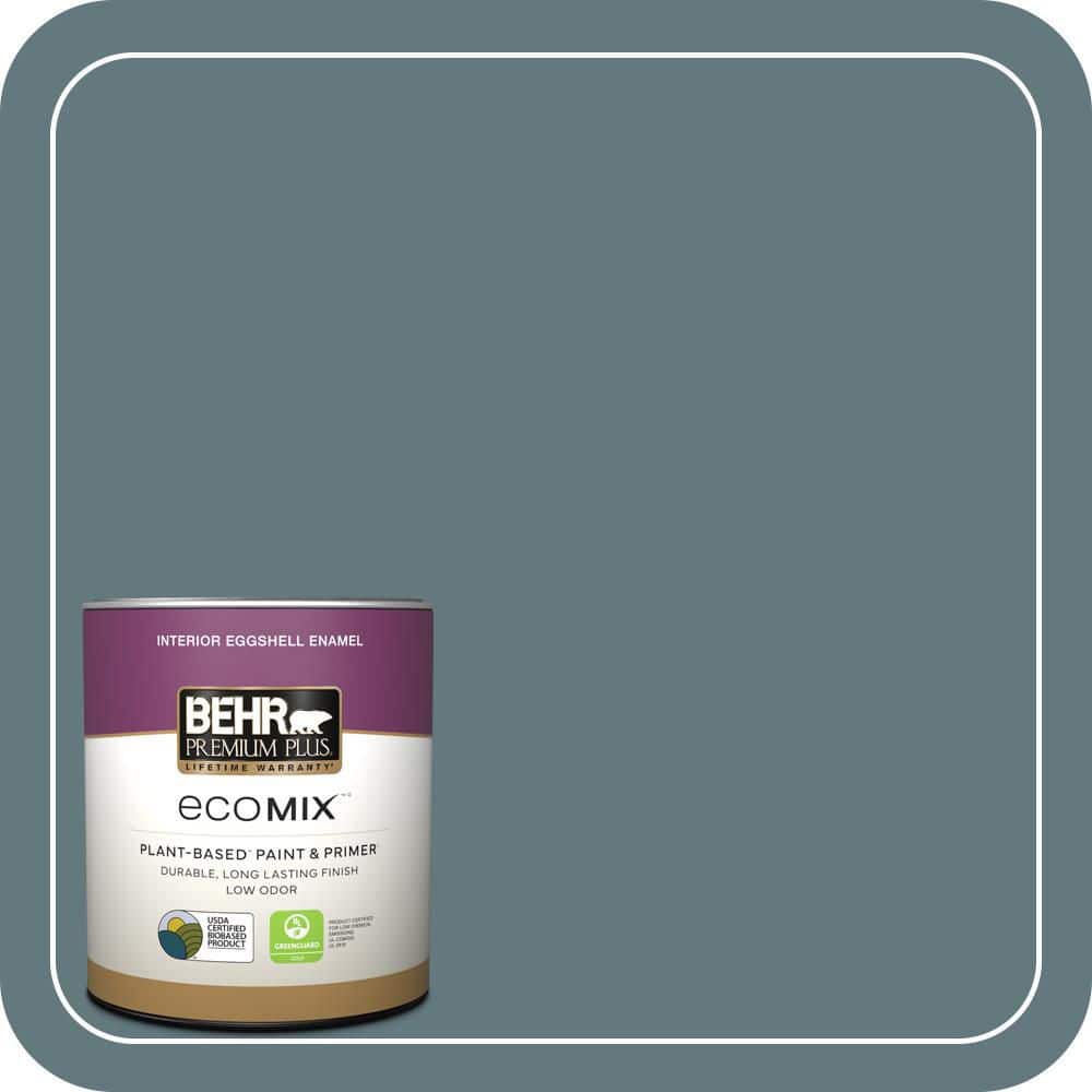 BEHR PREMIUM PLUS 1 qt. #BXC-81 Crater Lake Eggshell Enamel EcoMix Plant-Based Interior Paint & Primer (1)