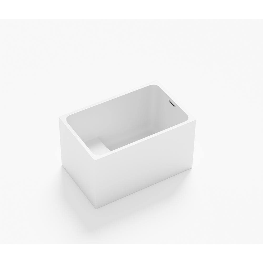 EAKYHOM 43 in Acrylic Flatbottom Rectangle Freestanding Non-Whirlpool Soaking Bathtub Include Interior Seat Outer White (3)