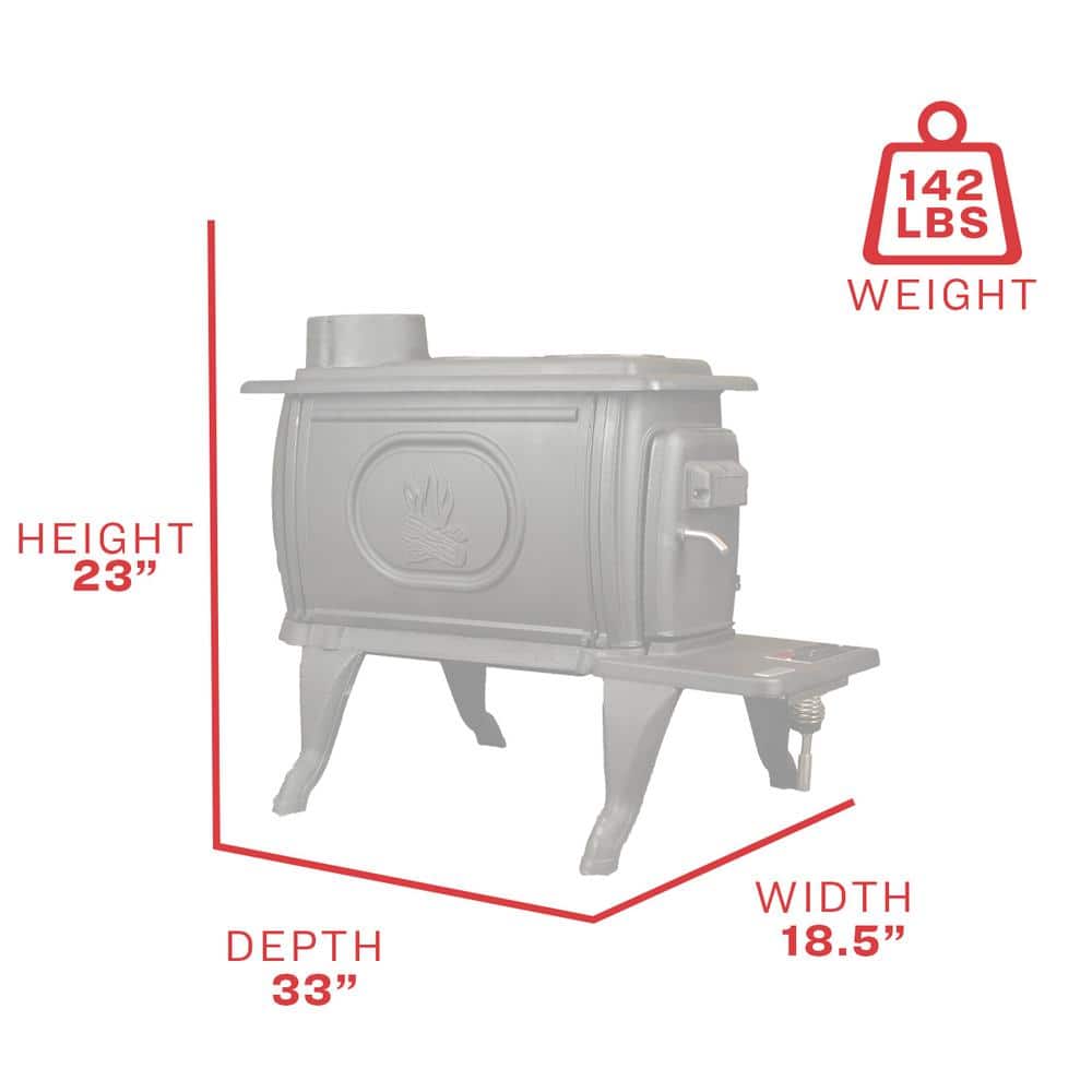 US Stove Logwood 900 sq. ft. 2020 EPA Certified Cast Iron Wood-Burning Stove (2)
